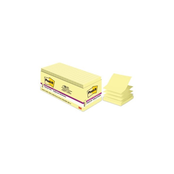 Post-it Super Sticky Notes, 3inx3in, Yellow, 18PK